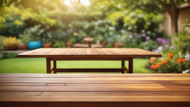 Mesa de jardín tranquila Una armonía entre la naturaleza y el espacio vacío