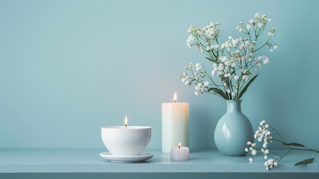 una mesa con un jarrón y un cuenco de flores en ella