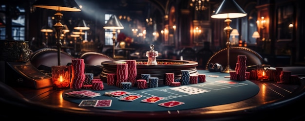 Una mesa de jugadores en un casino de lujo IA generativa