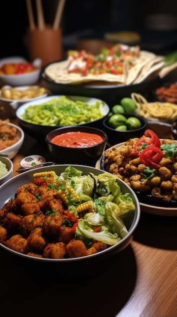 Una mesa llena de comida