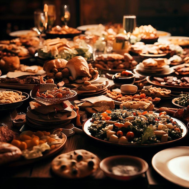 Mesa llena de comida