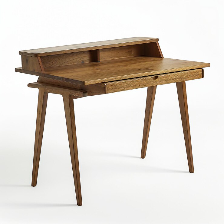 Mesa de madera aislada sobre un fondo blanco