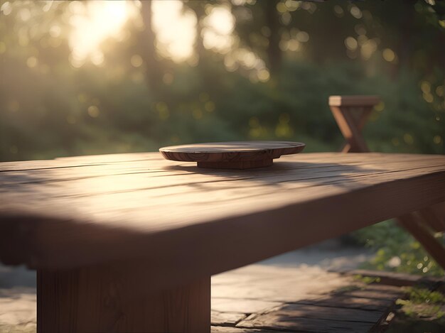 mesa de madera al aire libre