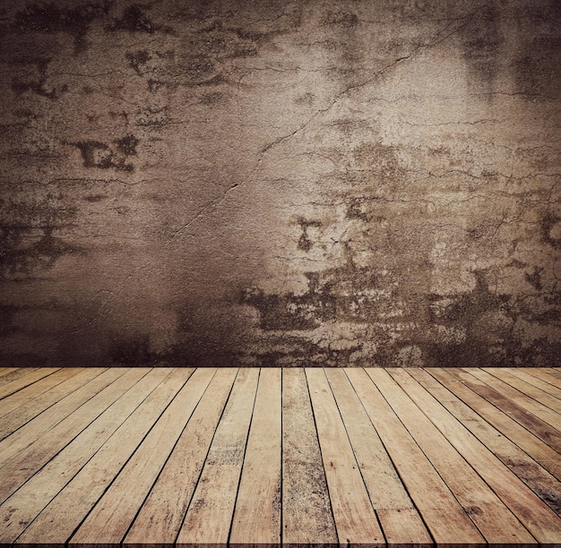 Foto mesa de madera antigua con pared de ladrillo antiguo abstracto con fondo claro para exhibición de productos