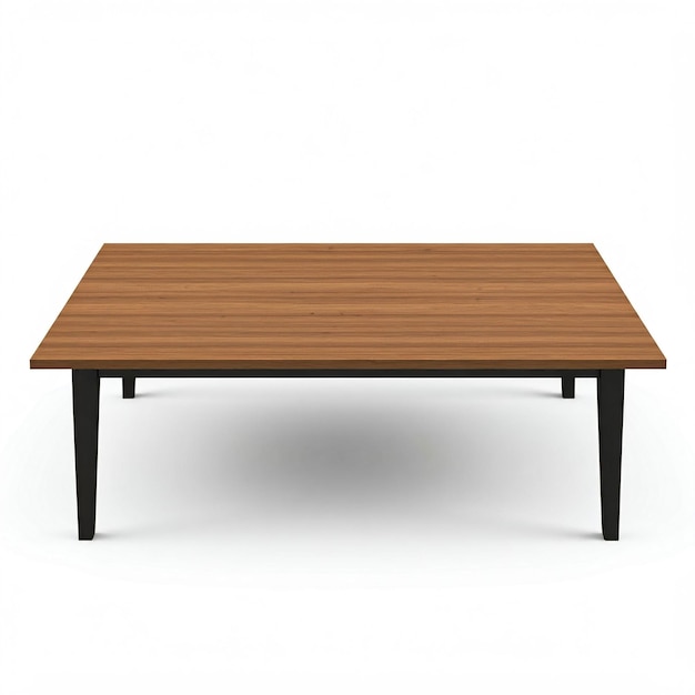 una mesa de madera con una base negra que dice "no" en ella