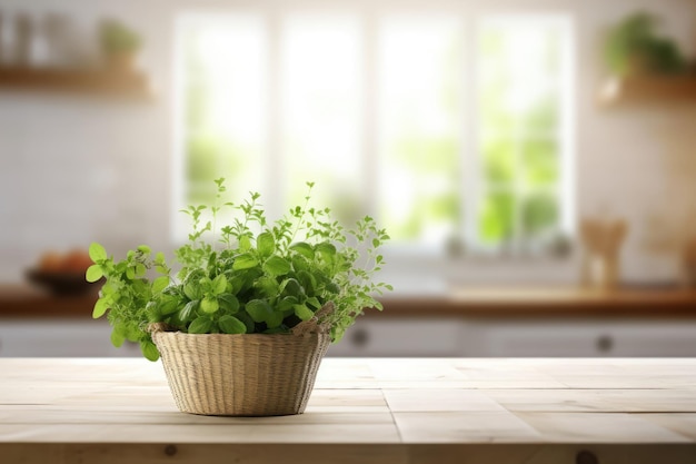 una mesa de madera blanca