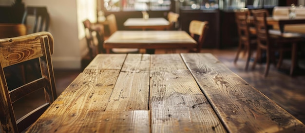Foto mesa de madera en un café y restaurante