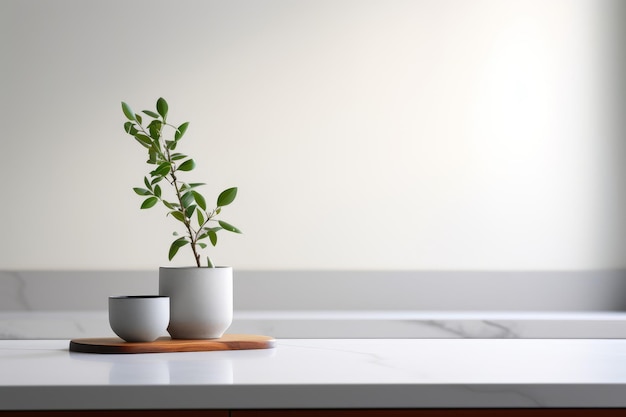 Mesa de madera de cocina minimalista Pared de carteles Generar Ai