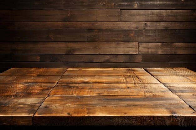 Una mesa de madera contra el telón de fondo de una superficie en blanco de puerta de granero rústica