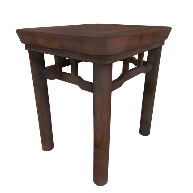 Mesa de madera con diseño clásico aislado sobre fondo blanco