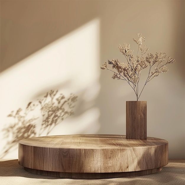 una mesa de madera con dos árboles en ella y uno es hecho por la compañía