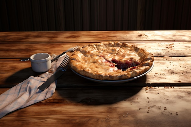 Foto una mesa de madera con una espátula de pastel y una cuchara