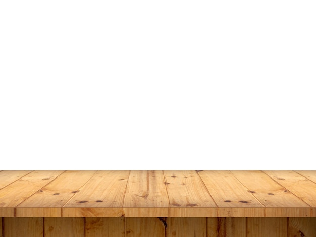 Mesa de madera con fondo blanco