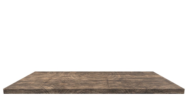 Una mesa de madera con un fondo blanco