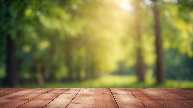 Mesa de madera con fondo natural Bokeh 2