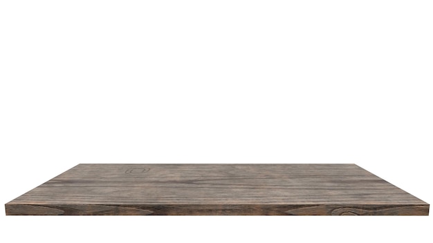 Una mesa de madera gris y marrón con un fondo blanco.