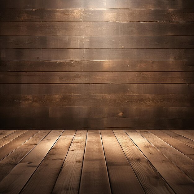 Foto mesa de madera con una imagen desenfocada de un barco en un lago