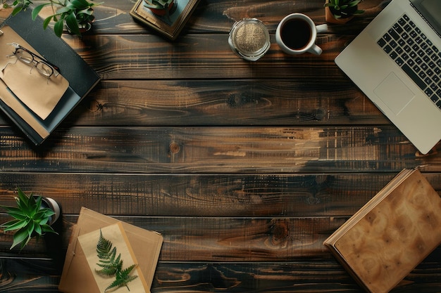 una mesa de madera con un libro que dice la palabra en ella