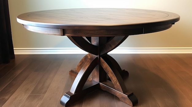 Mesa de madera marrón oscura