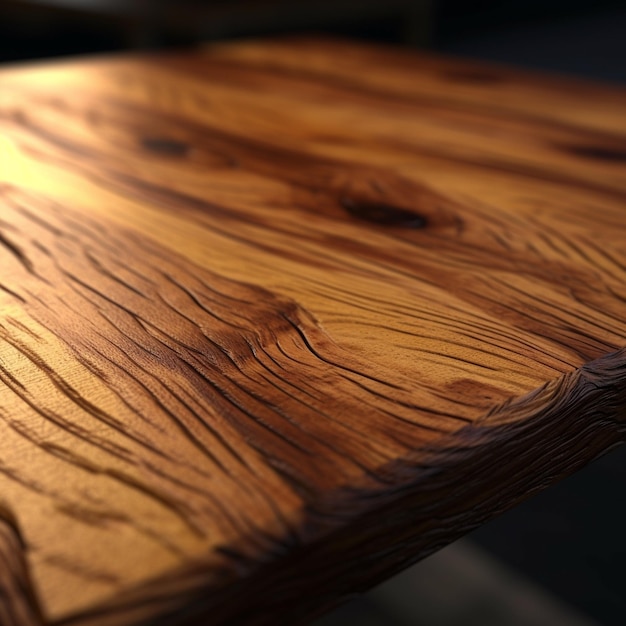 Foto una mesa de madera con un patrón marrón y blanco