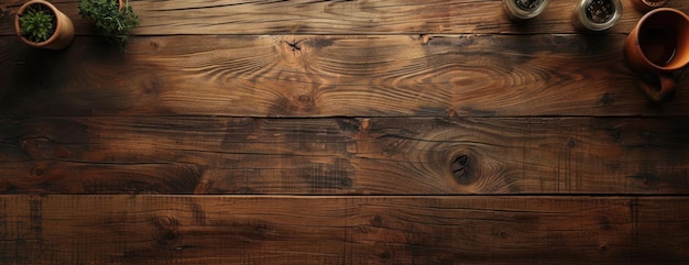 Mesa de madera con plantas en maceta