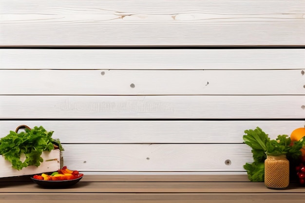 Una mesa de madera con un plato de queso y verduras.