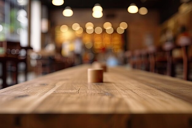 Foto mesa de madera preparada para cenar en un ambiente acogedor de restaurante ia generativa