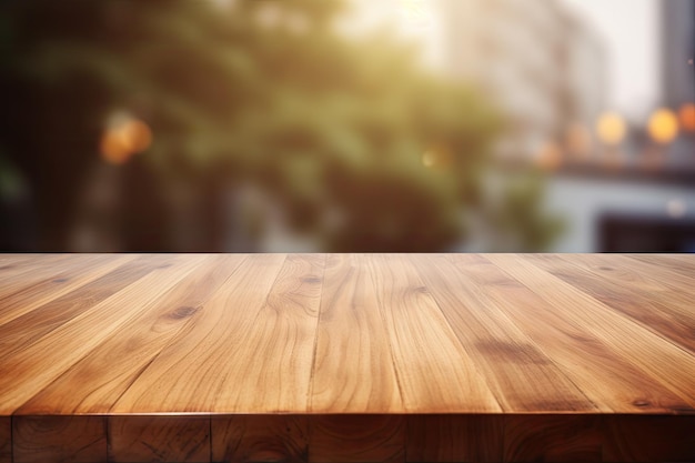 Mesa de madera para presentación.