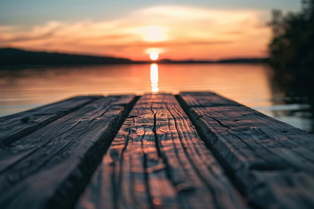 Foto mesa de madera rústica en un entorno natural