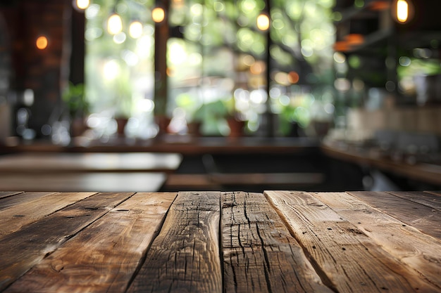 Una mesa de madera sentada frente a una ventana