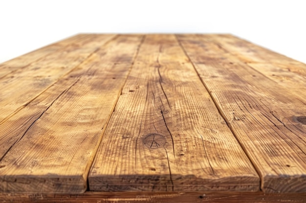 Mesa de madera sobre un fondo blanco