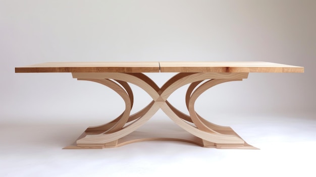 Mesa de madera sobre suelo blanco