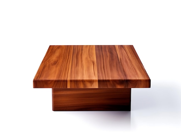 Mesa de madera con tablero rectangular aislado sobre fondo blanco Ai Generative