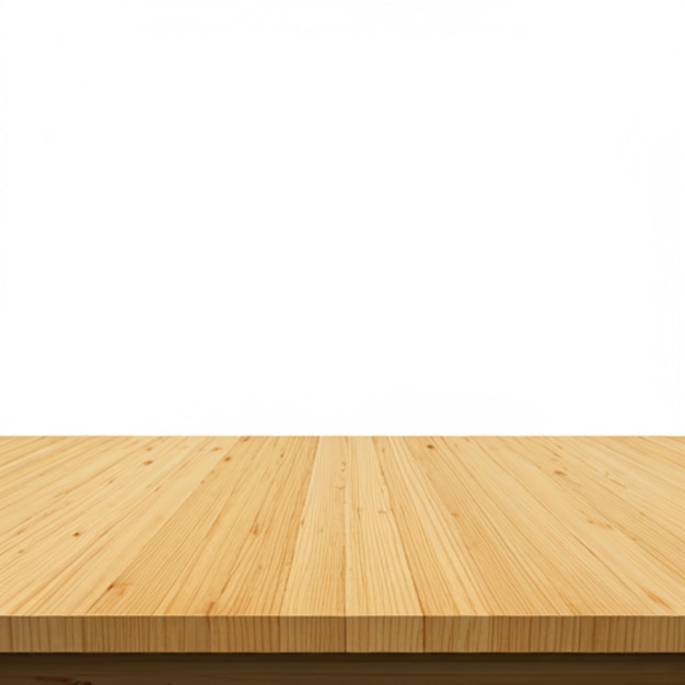 Mesa de madera vacía aislada sobre un fondo blanco utilizada para exhibir o montar sus productos planos