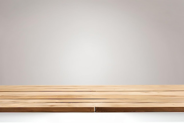 Foto mesa de madera vacía aislada sobre fondo blanco utilizada para exhibir o montar sus productos