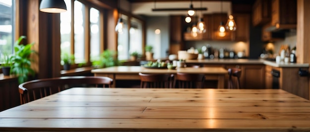 Foto mesa de madera vacía dentro del restaurante