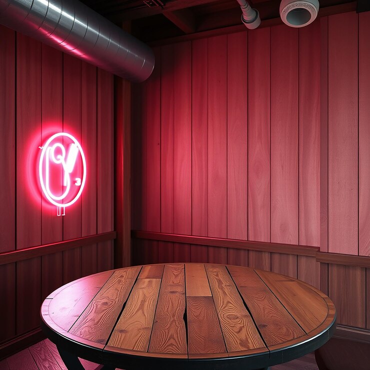 Foto mesa de madera vacía con fondo