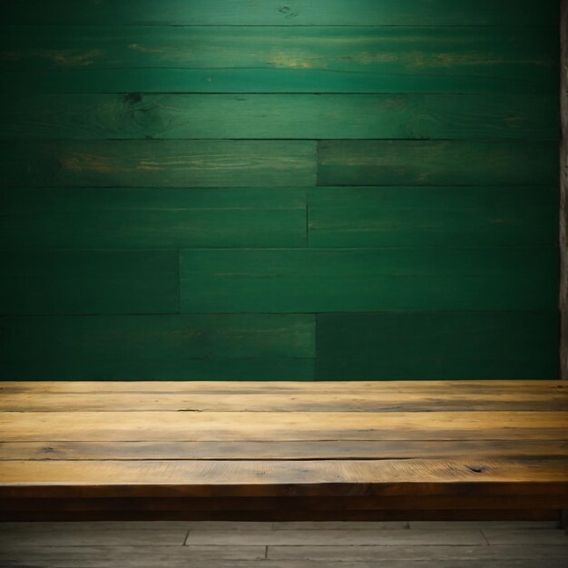 Foto mesa de madera vacía frente a un fondo de pared de madera verde foto de alta calidadmesa de madera vacío frente a una pared de madeira verde fondo foto de buena calidad