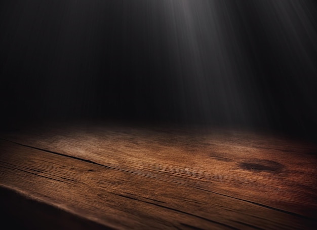 Foto mesa de madera vacía con humo flotando sobre fondo oscuro espacio vacío para exhibir sus productosxamesa de madera vacía con humo flotando sobre fondo oscuro espacio vacío para exhibir sus productos