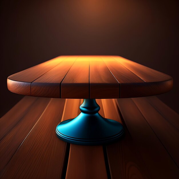 Mesa de madera vacía con luces bokeh