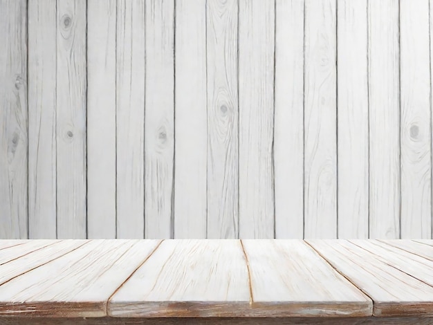 Foto mesa de madera vacía con pared de madera en el fondo generada por ia