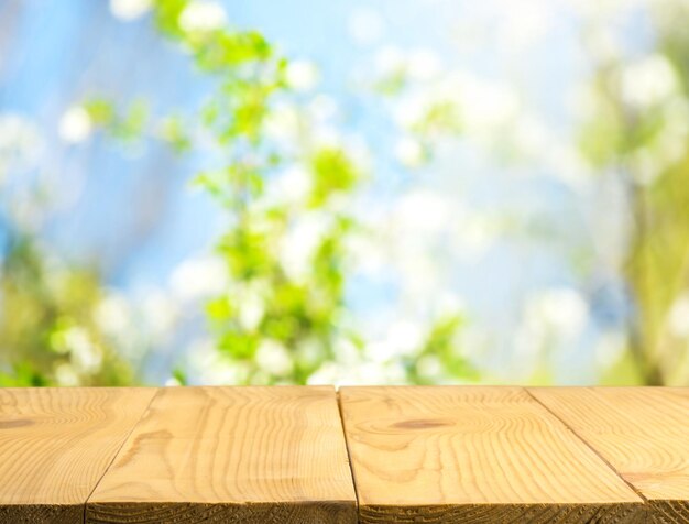 Mesa de madera vacía, tablones de madera, fondo