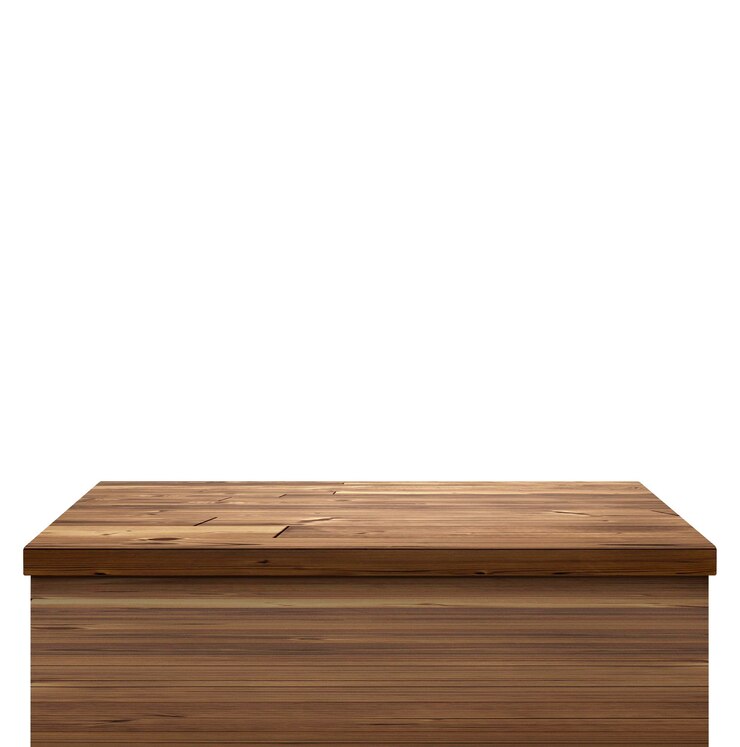 Mesa de madera vacía vista delantera aislada sobre un fondo blanco