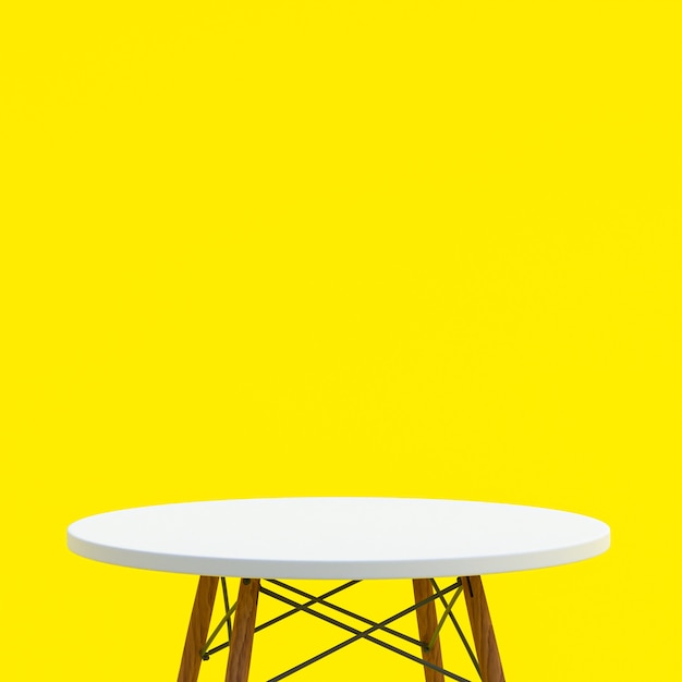Mesa de mármol blanco o soporte de producto para mostrar el producto en amarillo