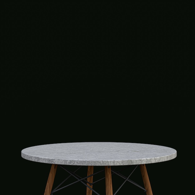 Mesa de mármol blanco o soporte de producto para mostrar el producto en negro