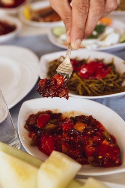 Mesa meze de cena tradicional turca y griega