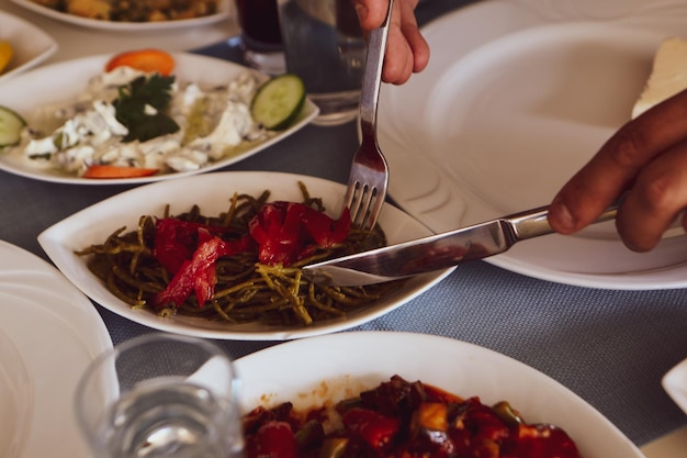 Mesa meze de cena tradicional turca y griega