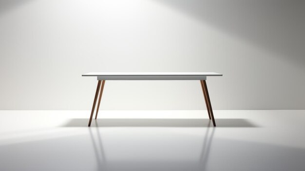 Foto mesa moderna em 3d com pernas de madeira design minimalista