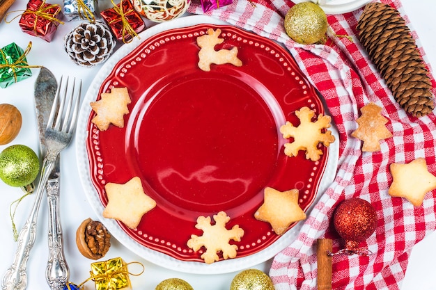 Foto mesa de navidad con decoraciones de navidad