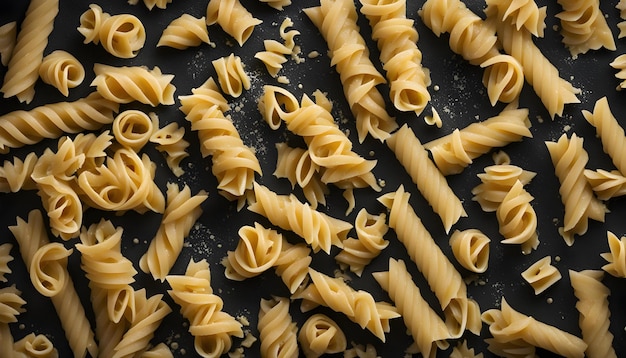 una mesa negra con pasta y un fondo negro con la palabra pasta en ella